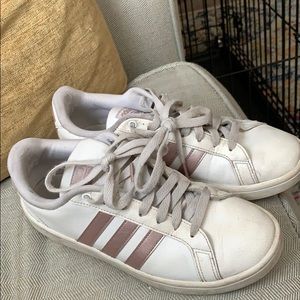 White and rose gold adidas